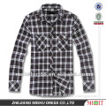 2016 Men Checked style White black plaids Long sleeve flannel shirts two fashion pockets